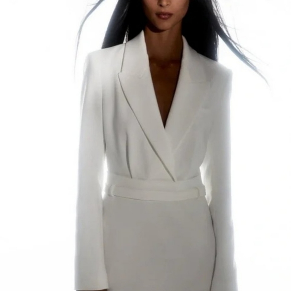 NWT Zara White Belted Blazer Mini Dress - Picture 6 of 11